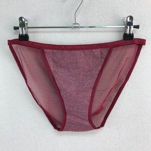 Victoria's Secret String Bikini Burgundy/Wine and Silver Shimmer